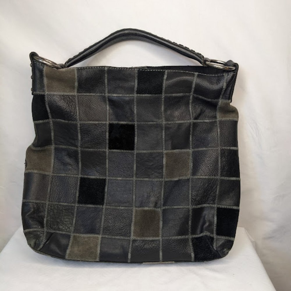 Lucky Brand Patchwork Black Leather/ Sued Purse